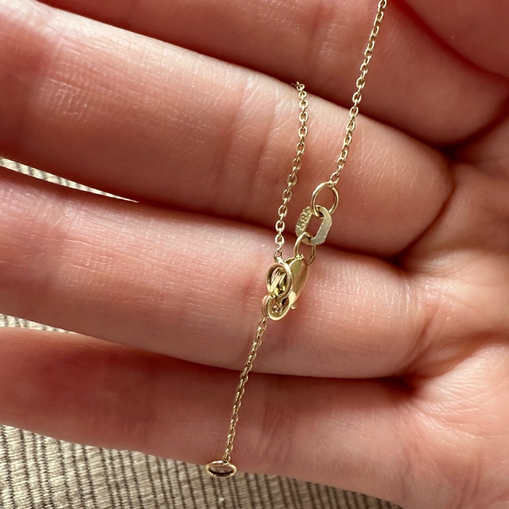 14K Gold Bezel Set Diamond Solitaire Necklace - Picture 6 of 12